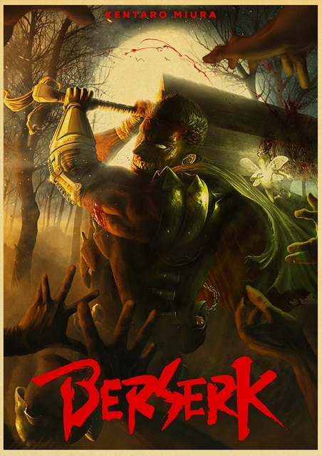 BERSERK Posters Retro Kraft Paper Vintage Room Home Bar Cafe Decor Aesthetic Art Wall Painting.jpg 640x640 12 - Berserk Merch