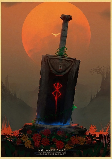 BERSERK Posters Retro Kraft Paper Vintage Room Home Bar Cafe Decor Aesthetic Art Wall Painting.jpg 640x640 13 - Berserk Merch