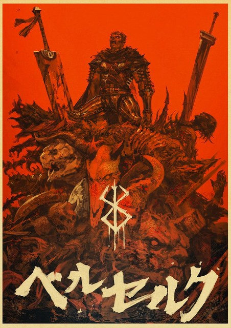 BERSERK Posters Retro Kraft Paper Vintage Room Home Bar Cafe Decor Aesthetic Art Wall Painting.jpg 640x640 9 - Berserk Merch