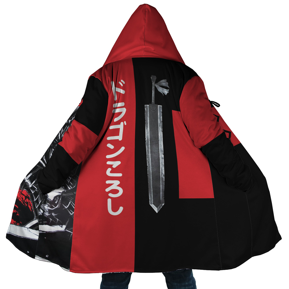 Guts Dragonslayer Berserk AOP Hooded Cloak Coat MAIN Mockup - Berserk Merch