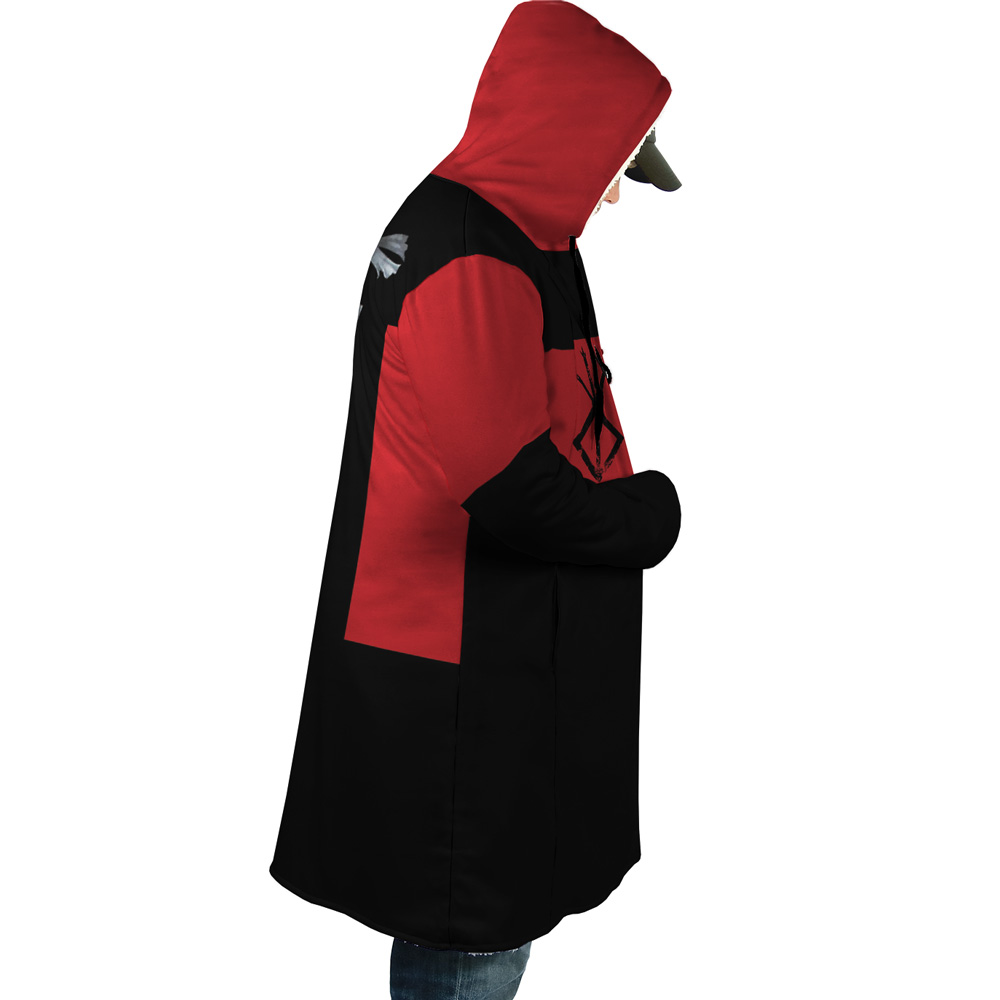 Guts Dragonslayer Berserk AOP Hooded Cloak Coat RIGHT Mockup - Berserk Merch