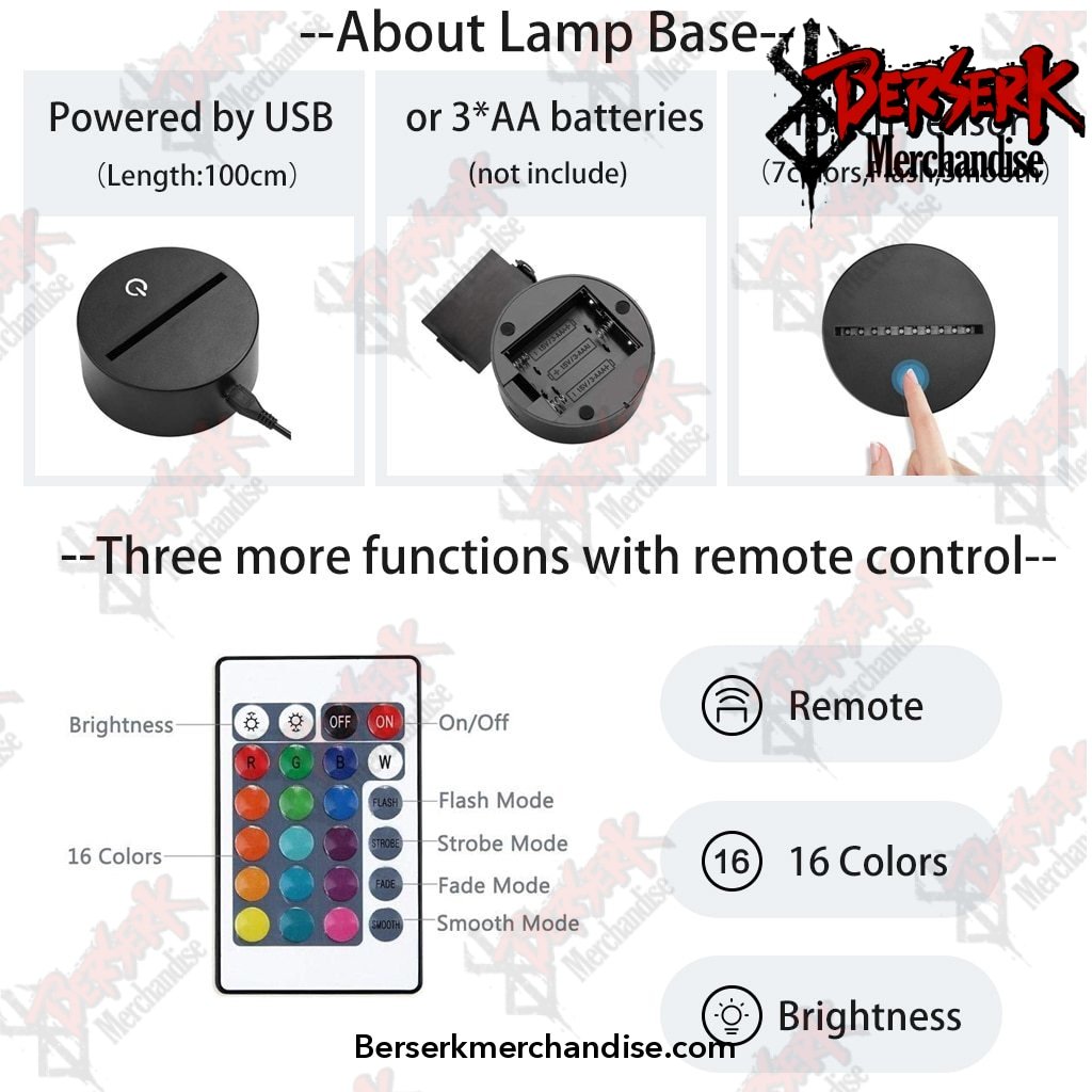 berserk guts anime 3d led night 291 - Berserk Merch