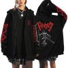 Berserk Anime Hoodie Men Zip Up Hooded Sweatshirt Anime Zipper Jackets Casual Print Women Unisex Black 4 - Berserk Merch