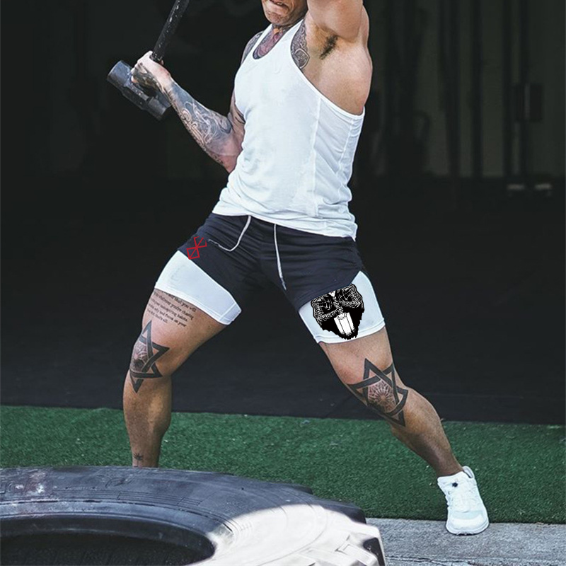 Berserk Athletic Compression Shorts for Men 2 in 1 Performance Gym Shorts with Pockets Quick Dry 2 - Berserk Merch
