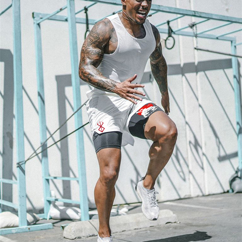 Berserk Athletic Compression Shorts for Men 2 in 1 Performance Gym Shorts with Pockets Quick Dry 3 - Berserk Merch