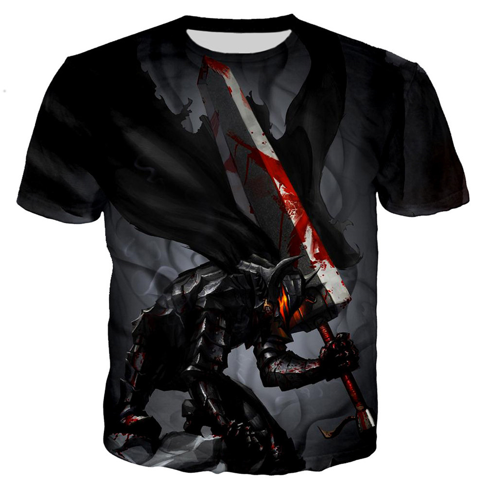 Tshirts Manga Berserk 3D Printed Summer Tees Streetwear Crew Neck Short Sleeve Cartoons TShirt Oversized Men 5 - Berserk Merch