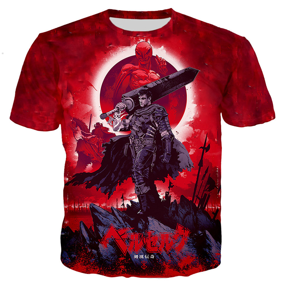 Tshirts Manga Berserk 3D Printed Summer Tees Streetwear Crew Neck Short Sleeve Cartoons TShirt Oversized Men - Berserk Merch