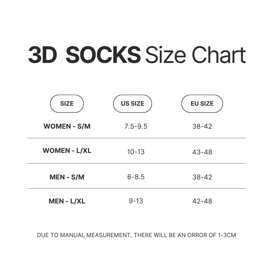 3D Socks Size Chart - Berserk Merch