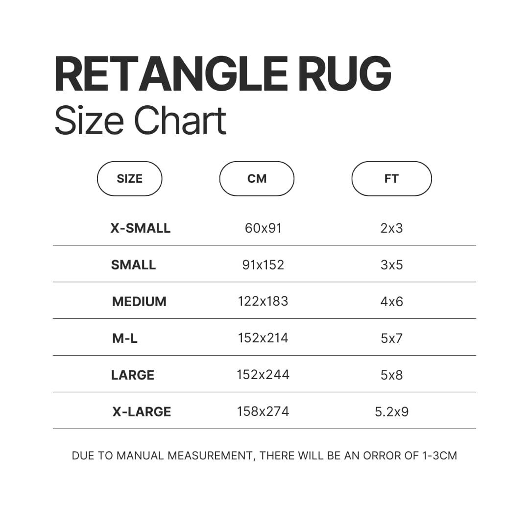 Retangle Rug Size Chart - Berserk Merch
