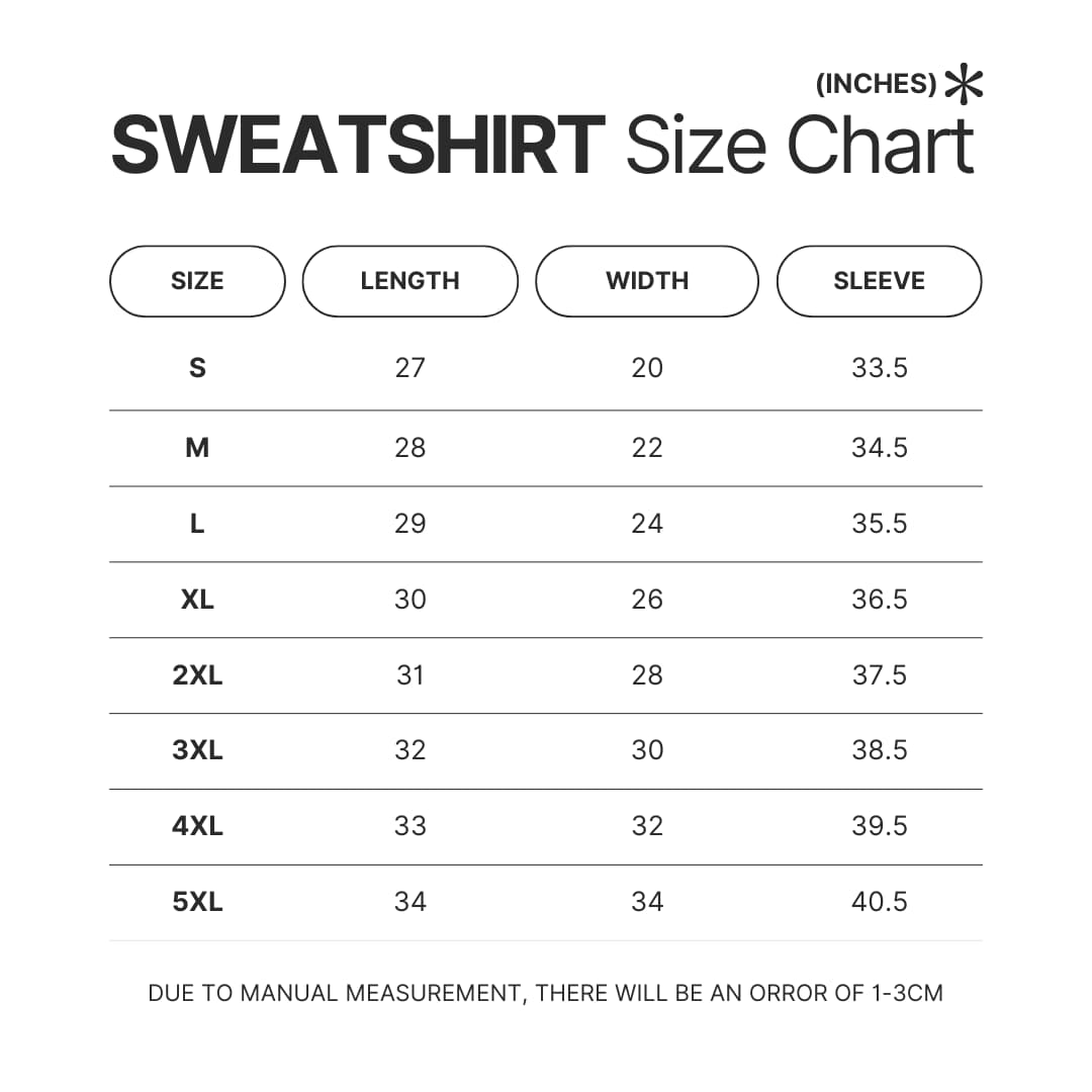 Sweatshirt Size Chart - Berserk Merch