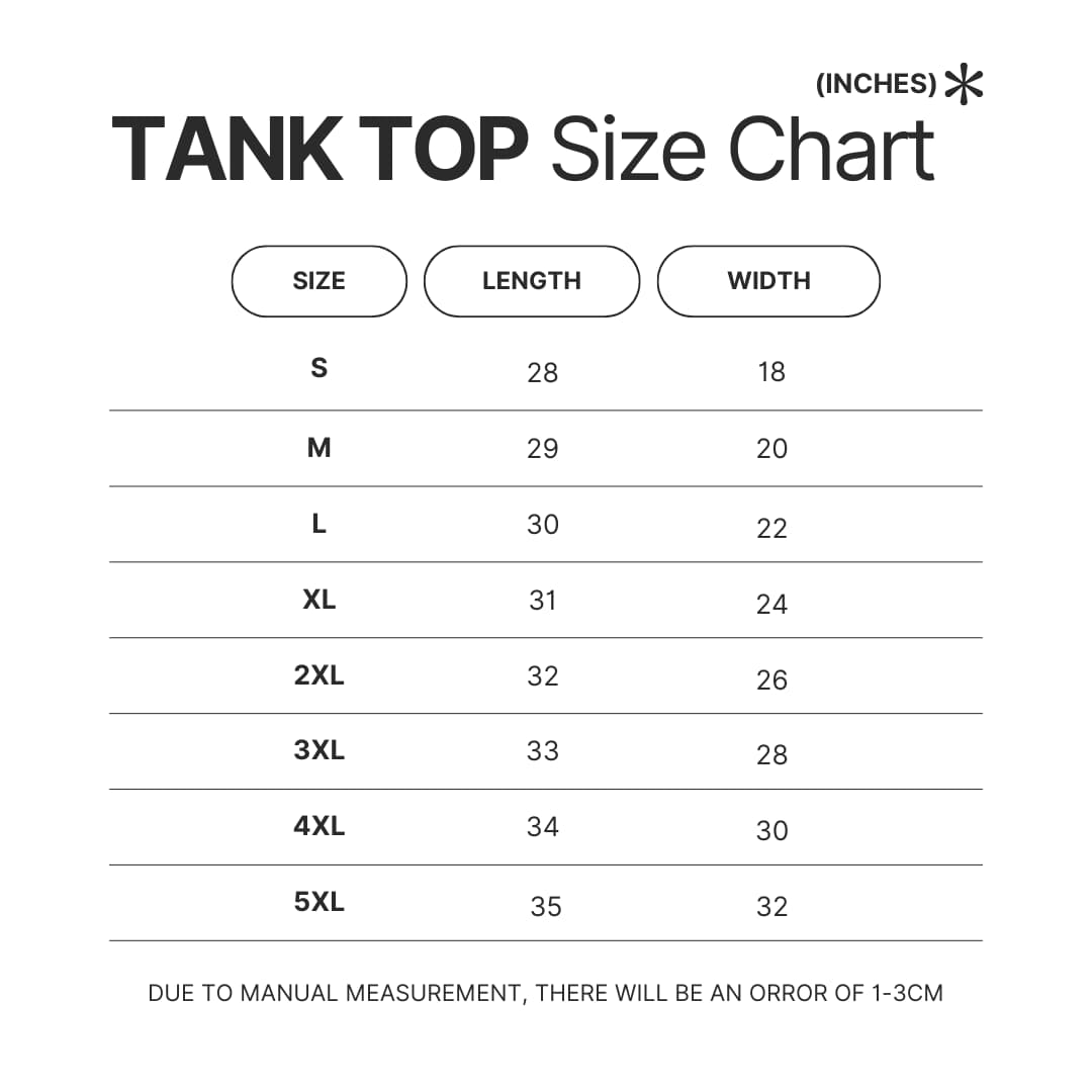 Tank Top Size Chart - Berserk Merch