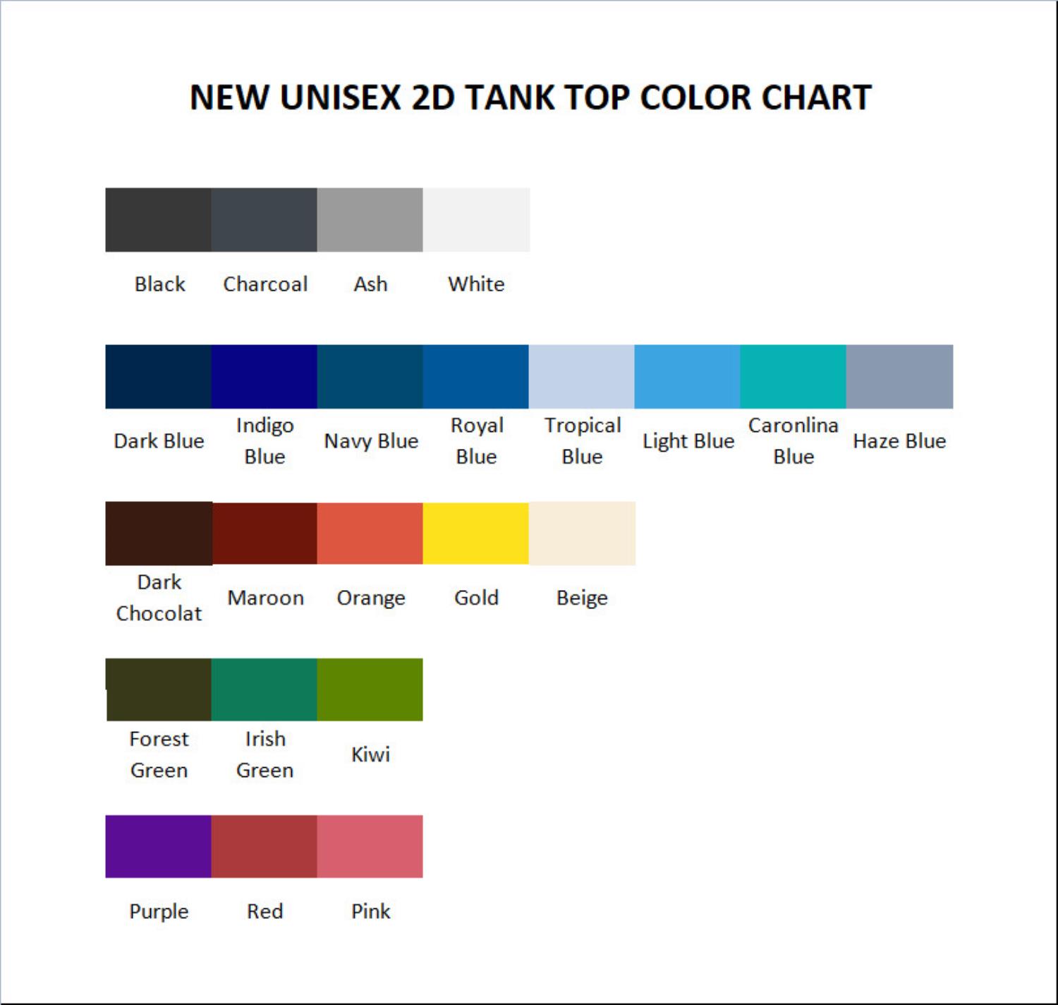 tank top color chart - Berserk Merch