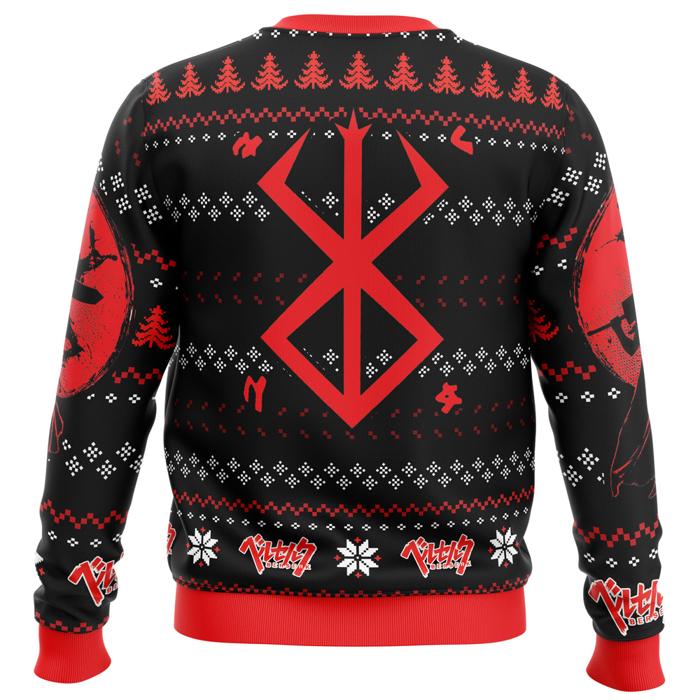 Christmas Red Guts Berzerk men sweatshirt BACK mockup - Berserk Merch