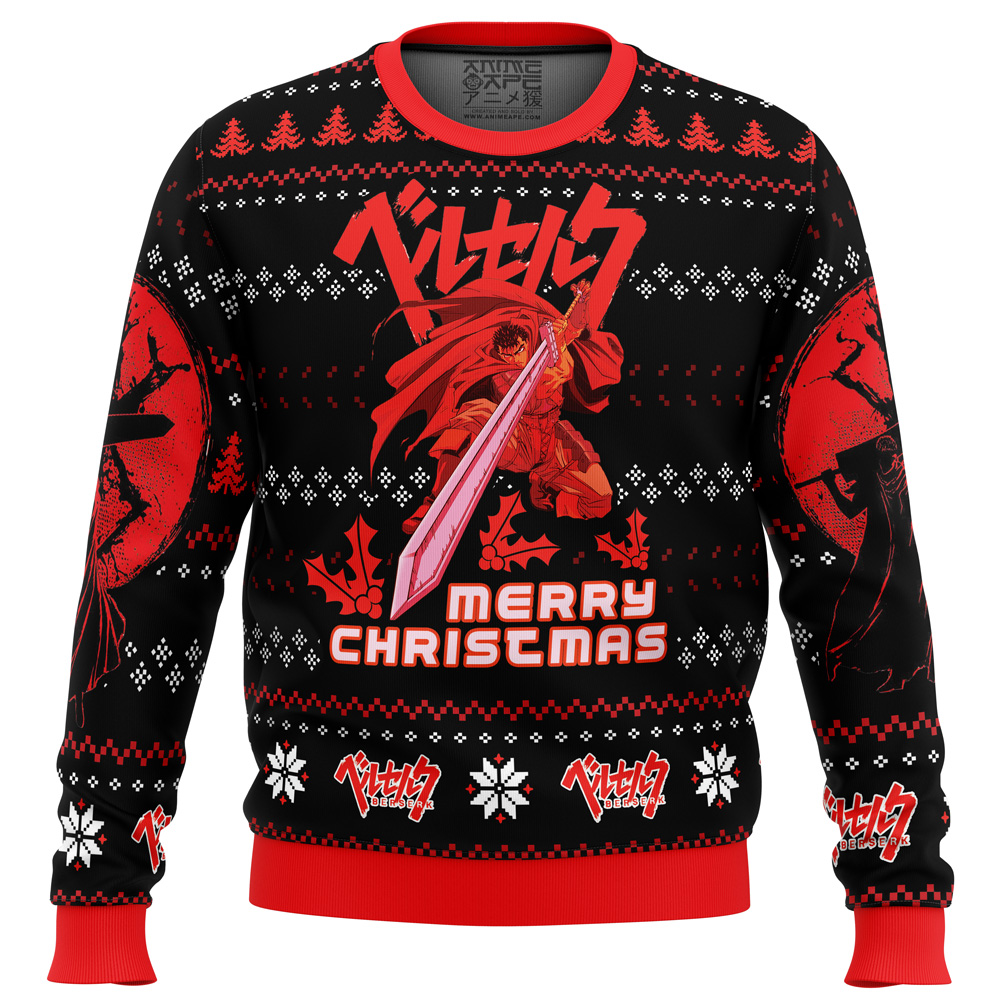 Christmas Red Guts Berzerk men sweatshirt FRONT mockup - Berserk Merch