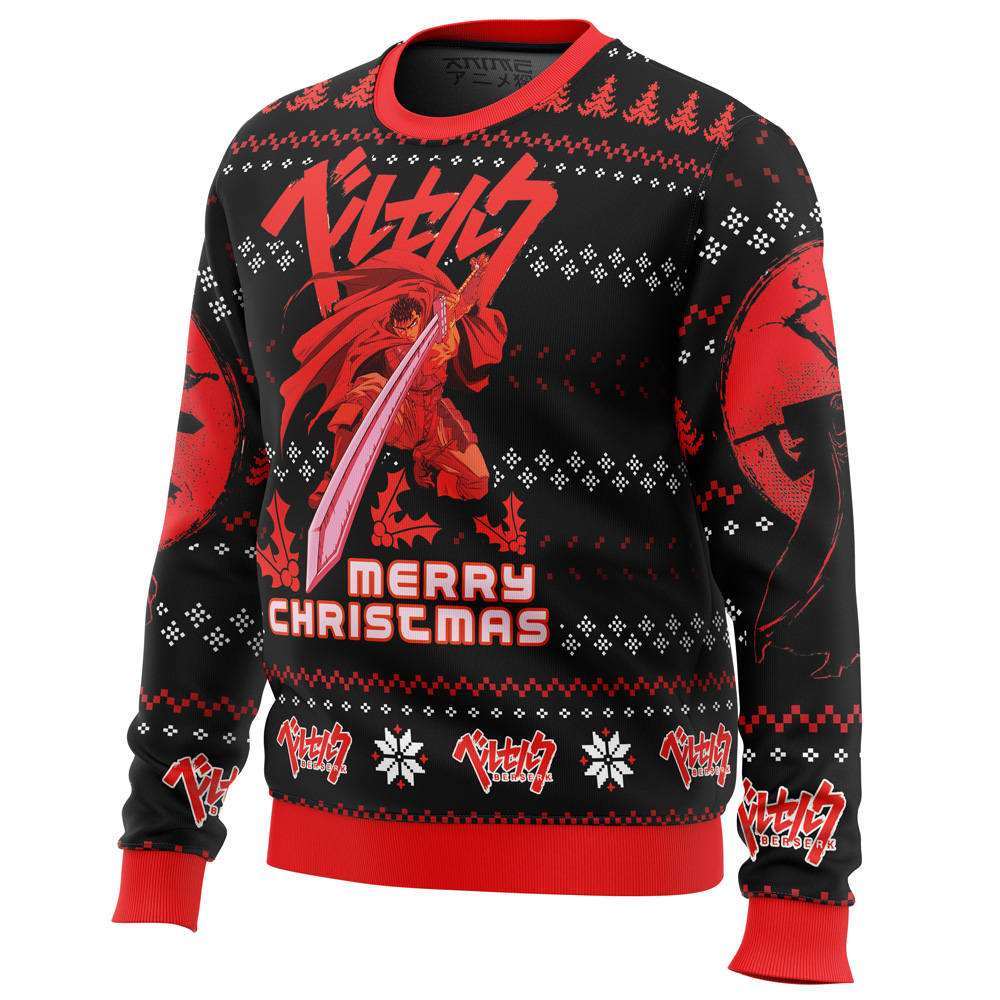 Christmas Red Guts Berzerk men sweatshirt SIDE FRONT mockup - Berserk Merch