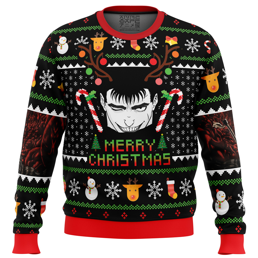 Guts Santa Claus Berzerk men sweatshirt FRONT mockup - Berserk Merch