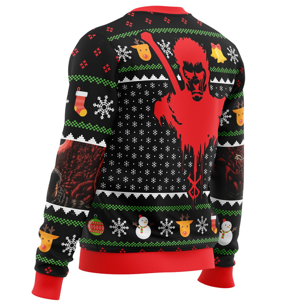 Guts Santa Claus Berzerk men sweatshirt SIDE BACK mockup - Berserk Merch